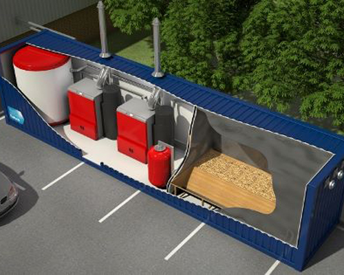 The biomass energy plants offers an alternative to constructing an on-site plant room / 