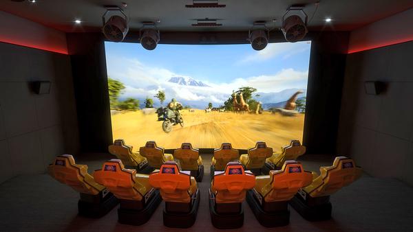 Visitors experience a virtual high-speed chase in Triotech’s Rhino Rescue 6D