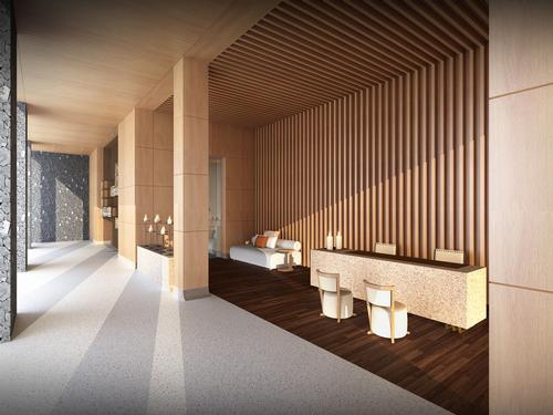 The interior of the spa are designed to provide an escape from the day’s activities, but the exterior faces the resort’s centre courtyard