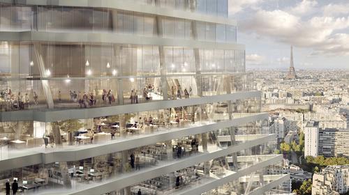 A hotel, panoramic bar and restaurant, office space and retail areas feature in the designs / Herzog and De Meuron