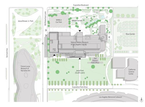 Plans show the scale of the redevelopment at the museum / Natural History Museum of Los Angeles County