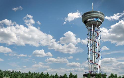 The Skyscraper coaster and Skyfall drop ride will form the centrepiece of a new entertainment complex on Orlando's International Drive
