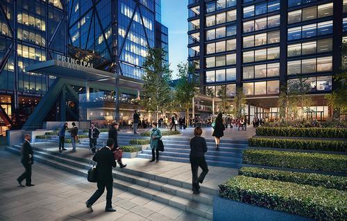 Principal Place will feature a large public piazza / Brookfield