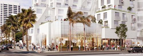 The building's street fronts will be modulated to enhance activity by allowing for a variety of experiences at the sidewalk / Gehry Partners LLP