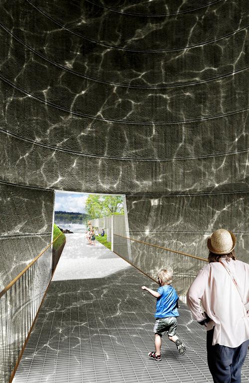Riverwalk connects visitors from downtown Oregon City to the waterfall itself / Snøhetta