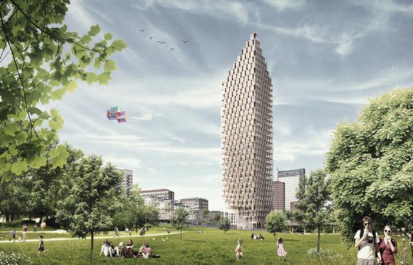 A 34-storey skyscraper made out of timber is being proposed for Stockholm in Sweden