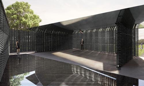 British-made materials will be used in the Pavilion’s construction, chosen for their dark colours and textured surfaces / Atmósfera