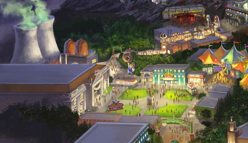 A closer look t the plans shows a dedicated Springfield area representing <i>The Simpsons</i> IP / Twentieth Century Fox