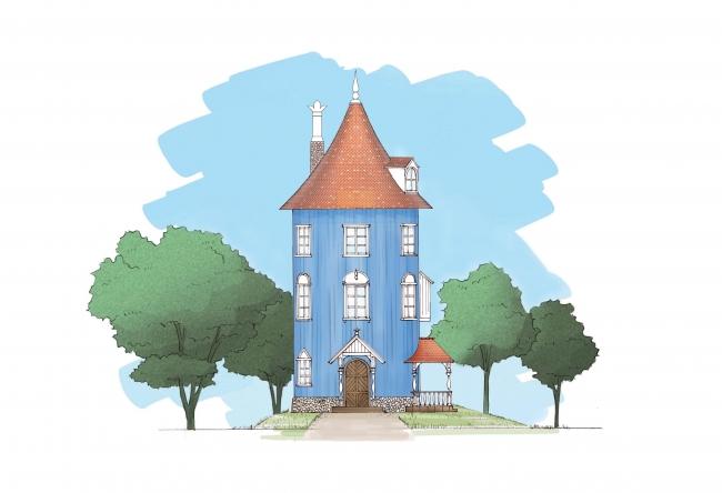 Several artistic renderings have been released of the park, one of which shows the Moomin’s iconic home
