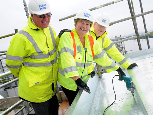 Council representatives helped mark the Life Centre's topping out