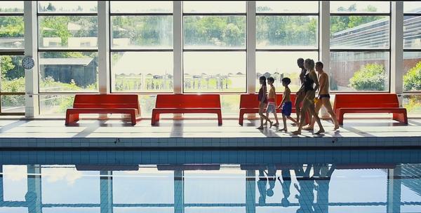 Children get ready to tackle the water after their VR experience