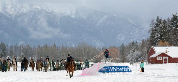 The skijoring racing circuit in North America attracts an unusual mixture of cowboys and skiiers / Skijoring America