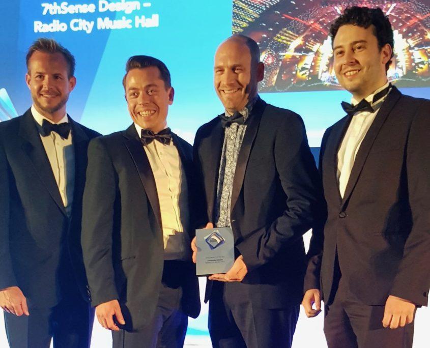 7thSense MD Matt Barton, second from right, and team members accept the award for Venue Project of the Year 7thSense MD Matt Barton, second from right, and team members accept the award for Venue Project of the Year