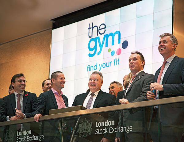 Gym Group CEO John Treharne and his top team on the day of the IPO 