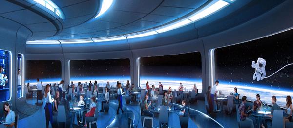 Galaxy’s Edge during the D23 Expo in Anaheim, California; renderings of that project