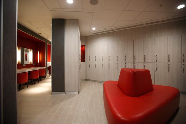The luxury lockers at Pure Club Med Gym feature LED lights on the inside