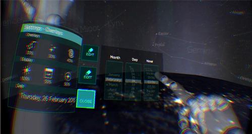Players ‘time travel’ using a virtual arm-mounted heads up display (HUD) / Leap Motion