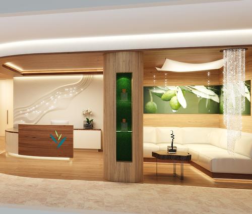 “The prime goal was to achieve an atmosphere which does not reflect a clinical or hospital surrounding, but a comfortable and welcoming ambiance which invites the guests in an unobtrusive manner,” said Egger / Thermarium