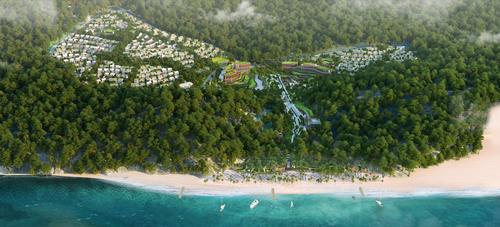 The resort is situated on around 330,000sq m of hilly land with a view to the sea, and has been created with a focus on nature and numerous green belts throughout / Project Design Group