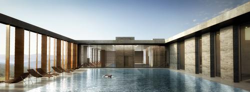 Thermal water resources are also designed to bring residents and guests together, and have been embedded in different elevations and hidden in the land as much as possible / Project Design Group
