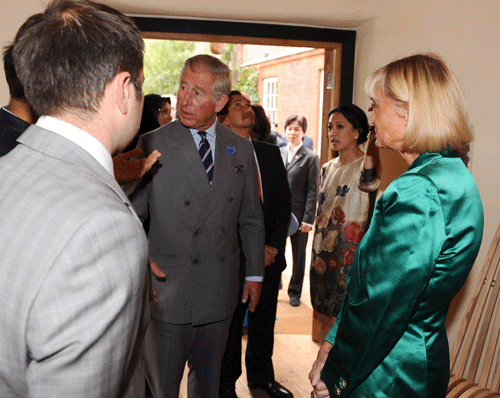 HRH Prince of Wales visiting the Eco Villa during the Start event 