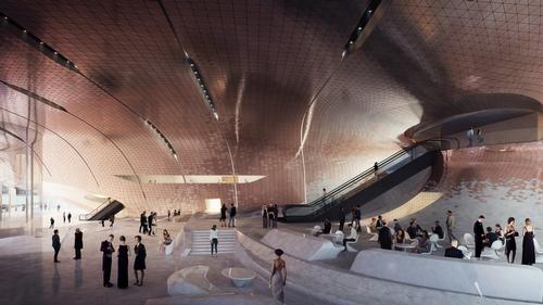 The lobby will also serve as a public plaza / Courtesy of Zaha Hadid Architects