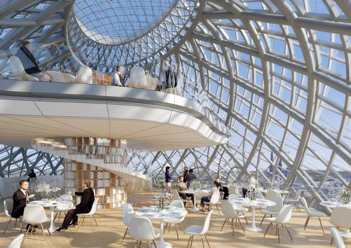 Patrons who dine on the upper floors will have a 360-degree view of the city / Courtesy of Vincent Callebaut Architectures