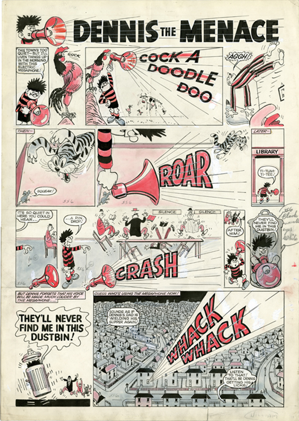 A Dennis the Menace strip by Scottish cartoonist David Law is included in the exhibits