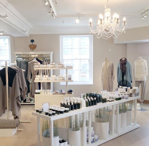 A retail space offers Bamford clothing and bath and body products / Bamford