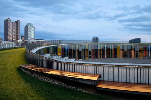 OLIN headed up the design of the rooftop green space and surrounding tree garden, which they described as 