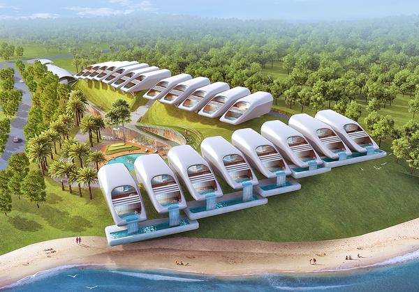 Pomeroy Studio has designed a flower-shaped resort in Malaysia that features water villas and eco pods