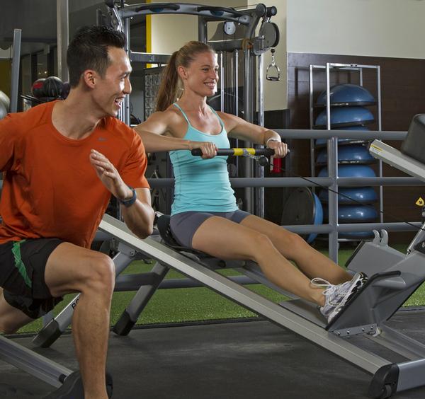 The inclined Total Gym Row targets all muscle groups