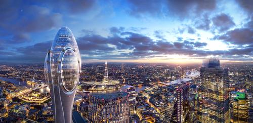 The Tulip Tower will be slightly shorter than the Shard, the UK's tallest building. / Courtesy of Foster + Partners