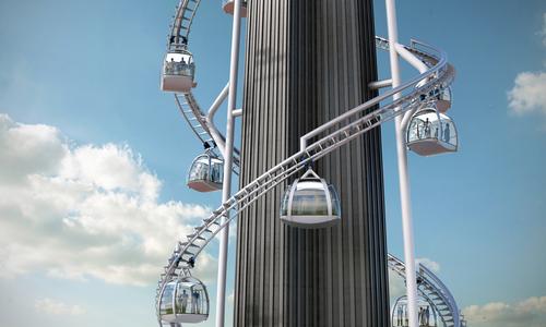 The concept is the only 360º lift system in the world. 
/ US Thrill Rides