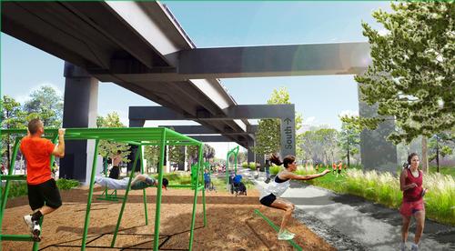 The park plans feature extensive spaces for leisure, art and recreation, with more than 100 acres of open space / James Corner Field Operations