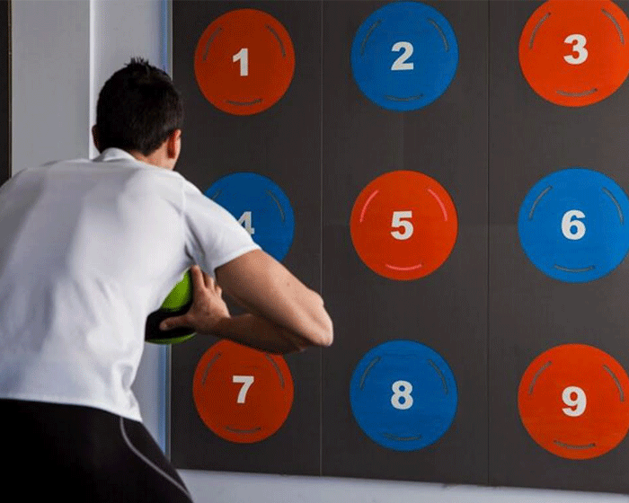 Pavigym's interactive products with integrated LED lights can be used as fitness wall tiling