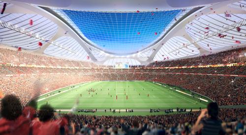 The stadium was initially due to play host to matches in the 2019 Rugby World Cup which will be held in Japan / ZHA