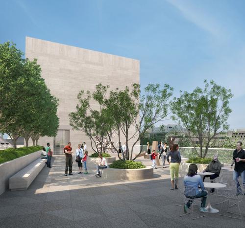 The terrace will overlook Pennsylvania Terrace and include stone paving, seating and tree planters