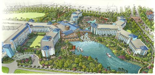 A rendering of Sapphire Falls, Universal Orlando's newest resort accommodation offering, slated to open in 2016