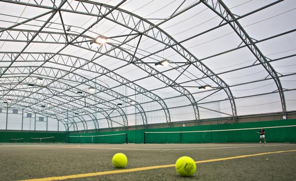 The covered tennis courts now forms a part of a larger leisure centre complex