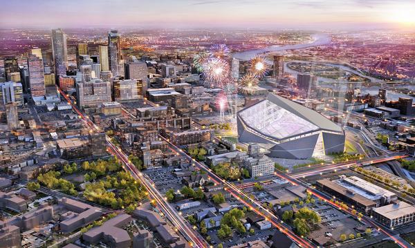 US Bank Stadium, Minneapolis, Minnesota: The Minnesota Vikings’ stadium is under construction and is due to open this summer. It features a huge EFTE roof