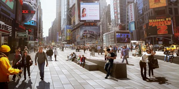 The NYC Department of Transport hired Snøhetta to permanently pedestrianise Times Square, following a hugely successful pilot project in 2009