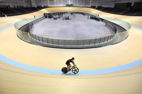 Sir Chris Hoy takes to the velodrome, which has been named in his honour