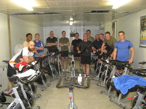 Forces in Afghanistan peddle group cycling instructor training course