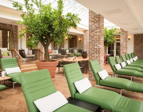 The Orangery relaxation room features views out to the river / Galgorm