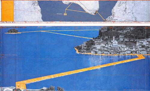 The Floating Piers will connect the Island of San Paolo in Lake Iseo to the mainland / Christo