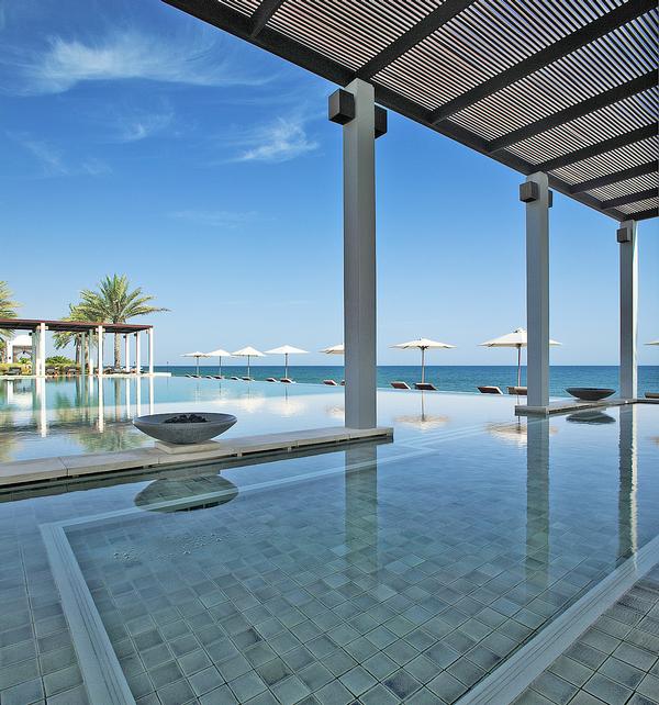 The Omani-style Chedi Muscat features two dramatic pools