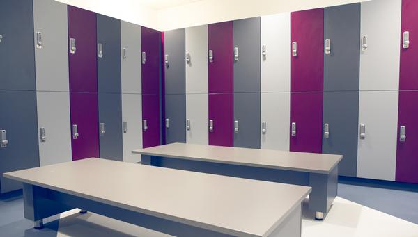 Three shades give a modern feel to the digital access lockers