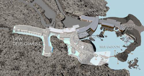  A new thermal bathing pool, built into the surrounding lava field, will connect to the existing lagoon and enlarge it by half