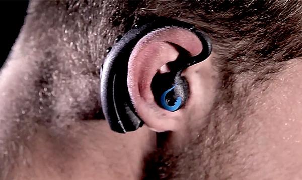 The wireless earphones relay health and fitness metrics and stream music via voice commands